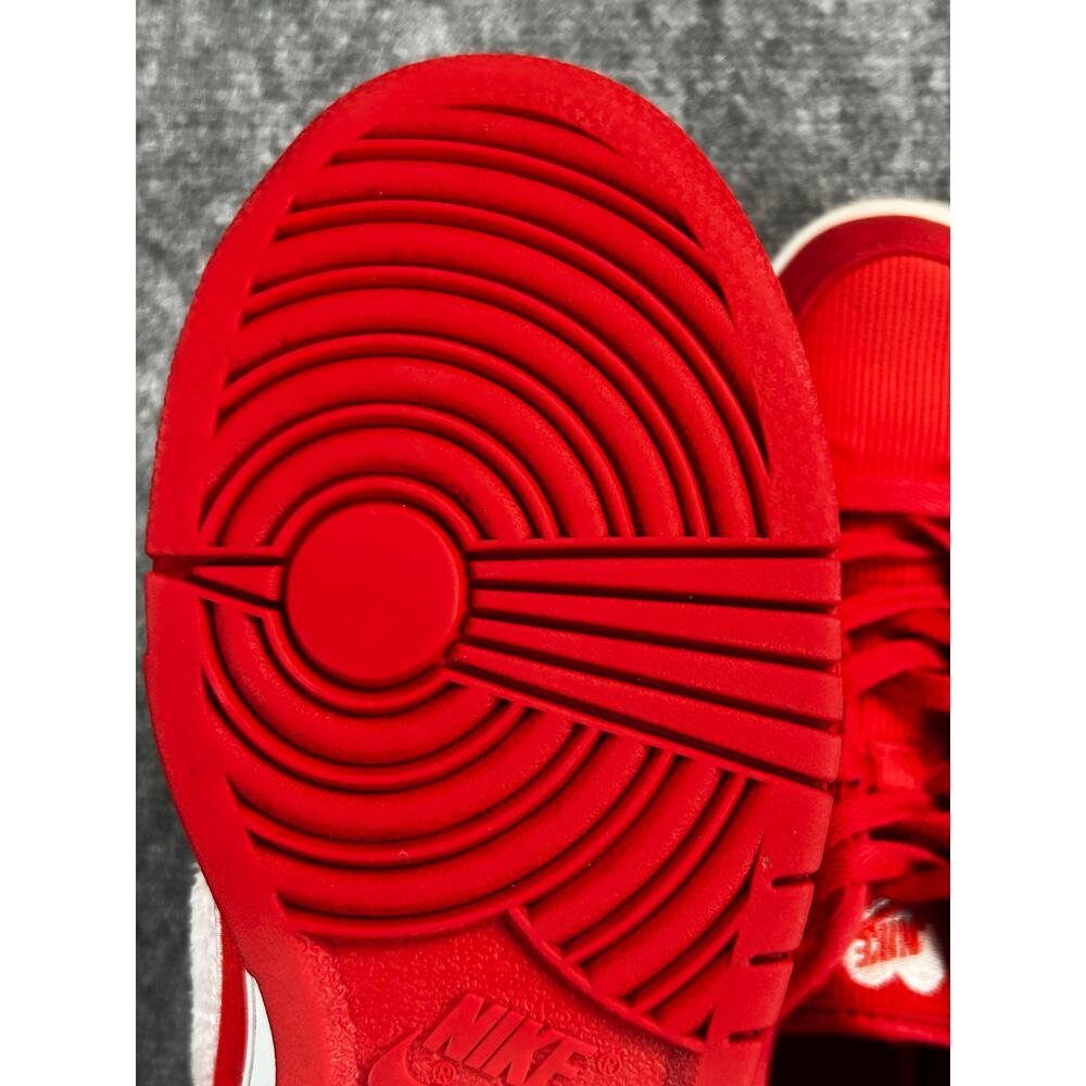 Nike Dunk Low GS Valentine's Day 2024 Fire Red Fuzzy Swoosh Youth 6Y 7W - Picture 8 of 12